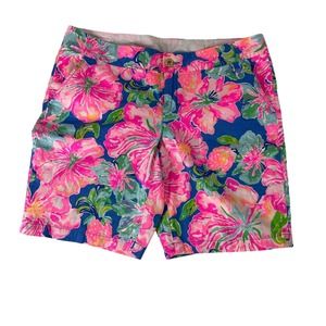 Lilly Pulitzer Pink Floral Blue Cotton Shorts